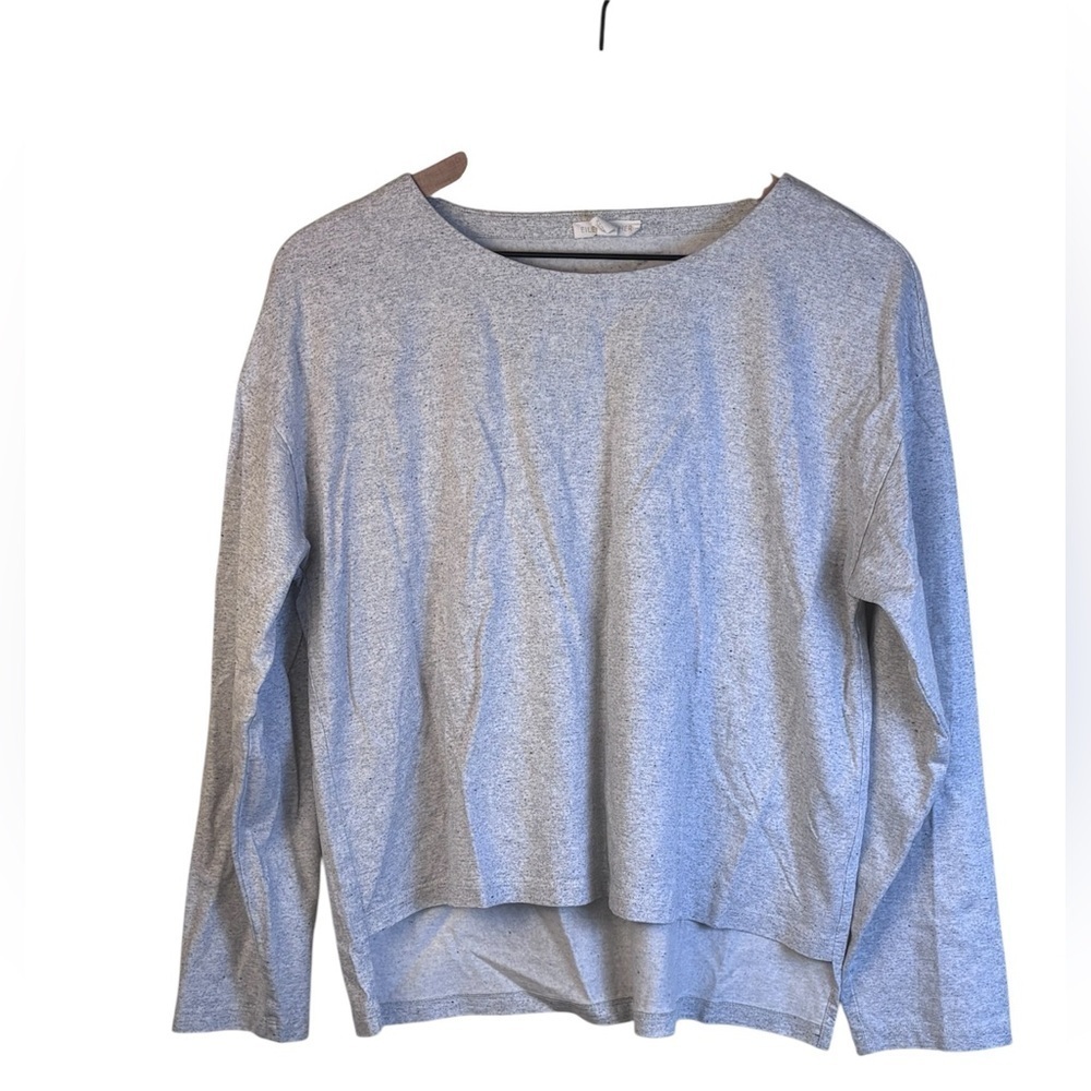 Eileen Fisher Gray Long Sleeve Crew Neck Top Shirt Organic Cotton Size XS